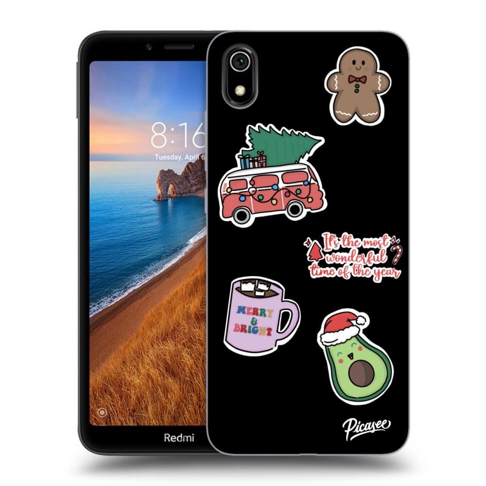 Silikonový černý Obal Pro Xiaomi Redmi 7A - Christmas Stickers