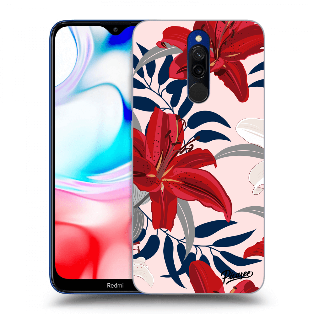 Silikonový Průhledný Obal Pro Xiaomi Redmi 8 - Red Lily