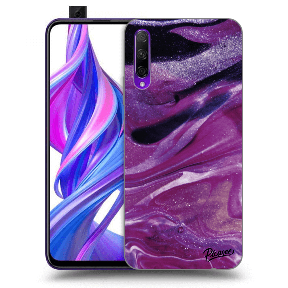 Silikonový Průhledný Obal Pro Honor 9X Pro - Purple Glitter