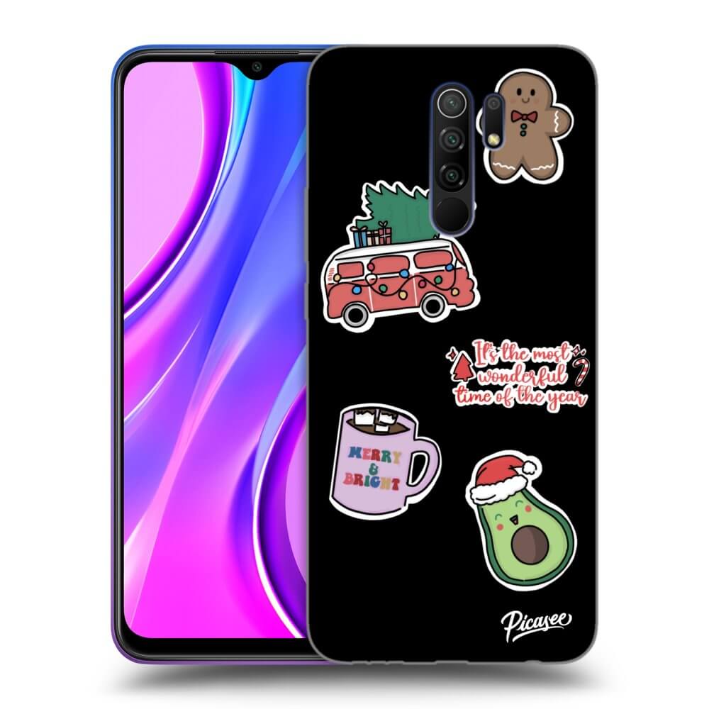 Silikonový černý Obal Pro Xiaomi Redmi 9 - Christmas Stickers