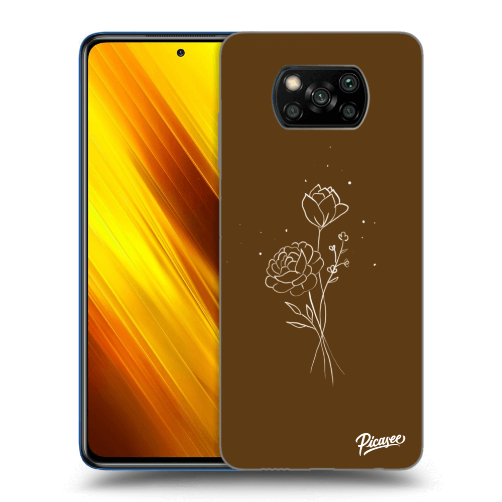 Silikonový černý Obal Pro Xiaomi Poco X3 - Brown Flowers
