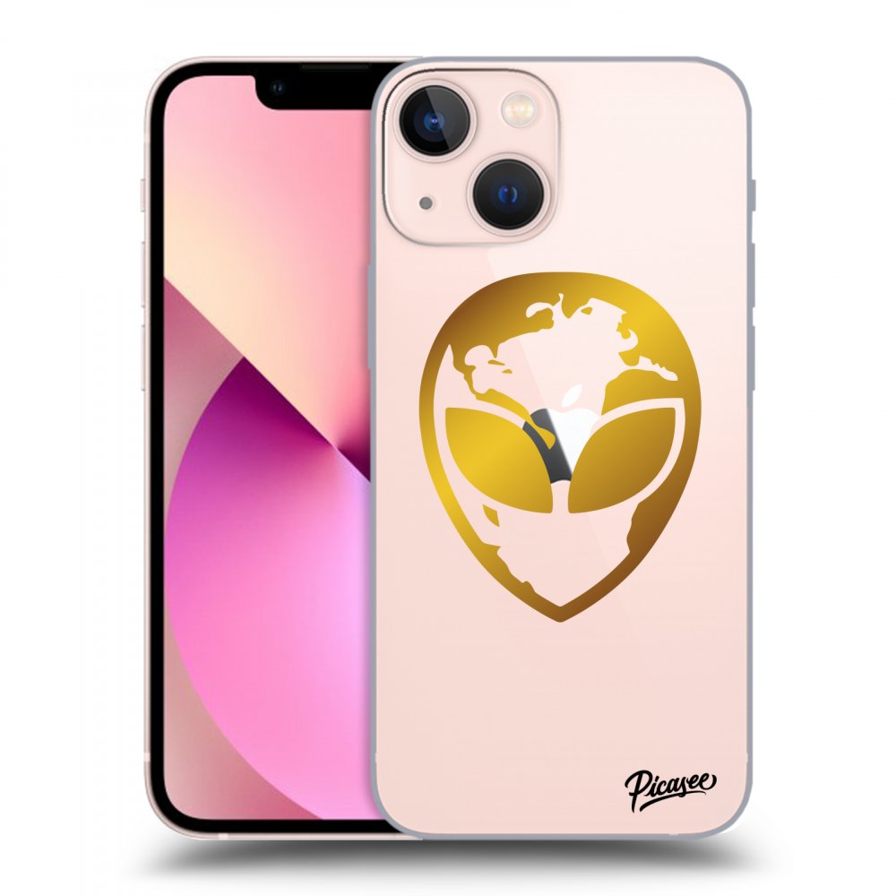 Silikonový Průhledný Obal Pro Apple IPhone 13 Mini - EARTH - Gold Alien 3.0