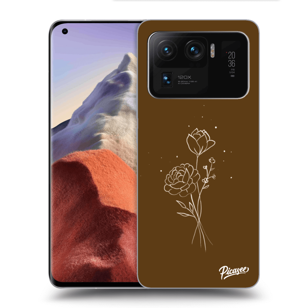 Silikonový černý Obal Pro Xiaomi Mi 11 Ultra - Brown Flowers