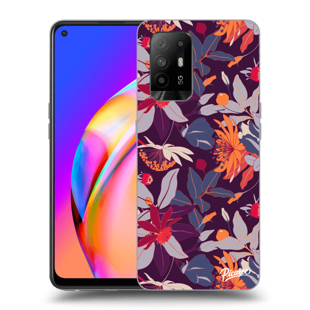 Silikonový černý Obal Pro OPPO A94 5G - Purple Leaf