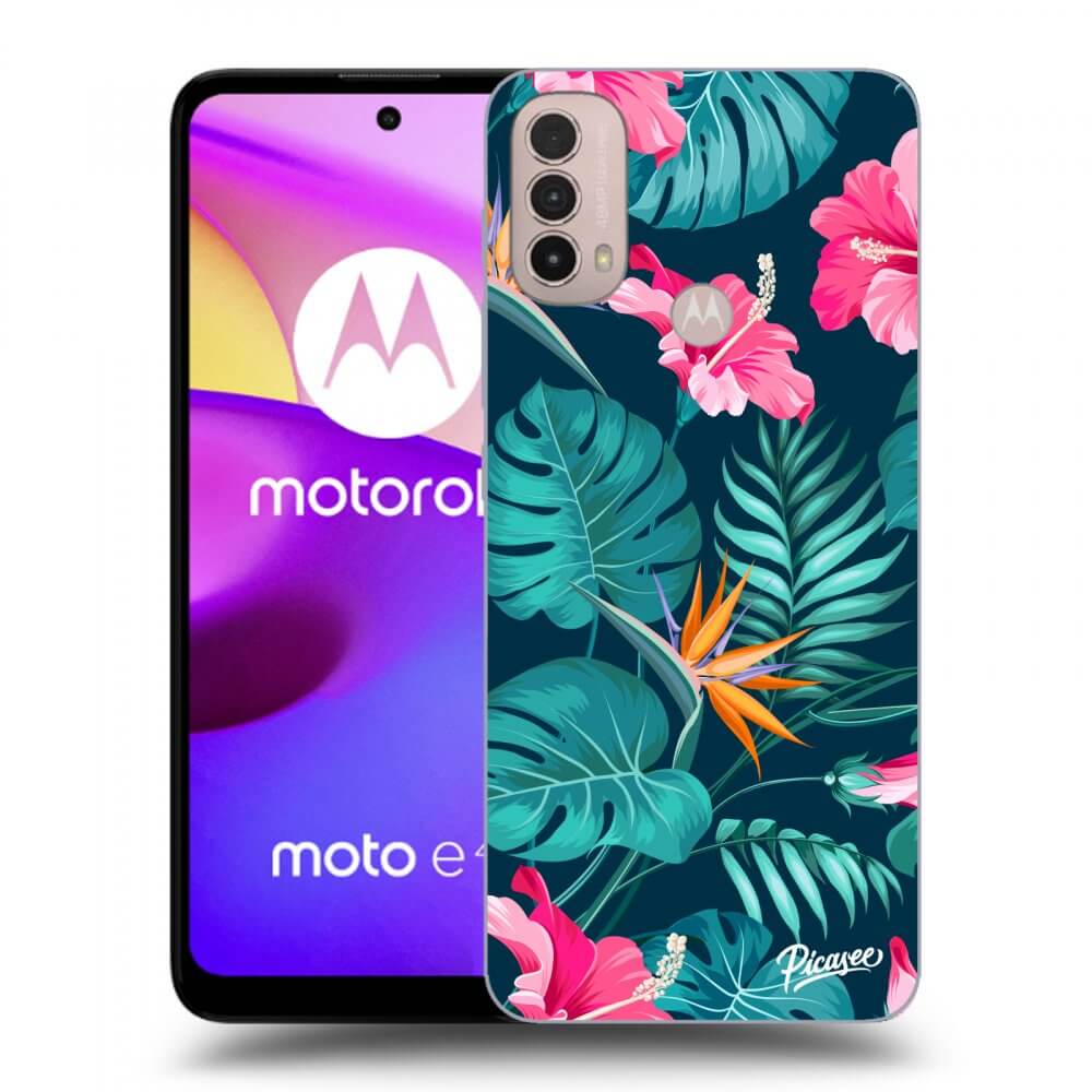Silikonový černý Obal Pro Motorola Moto E40 - Pink Monstera