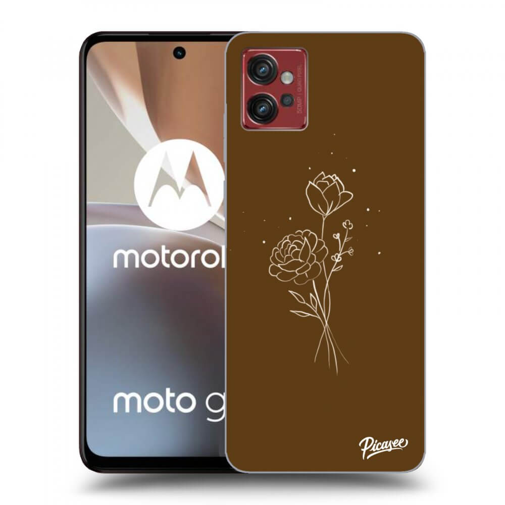 Silikonový černý Obal Pro Motorola Moto G32 - Brown Flowers