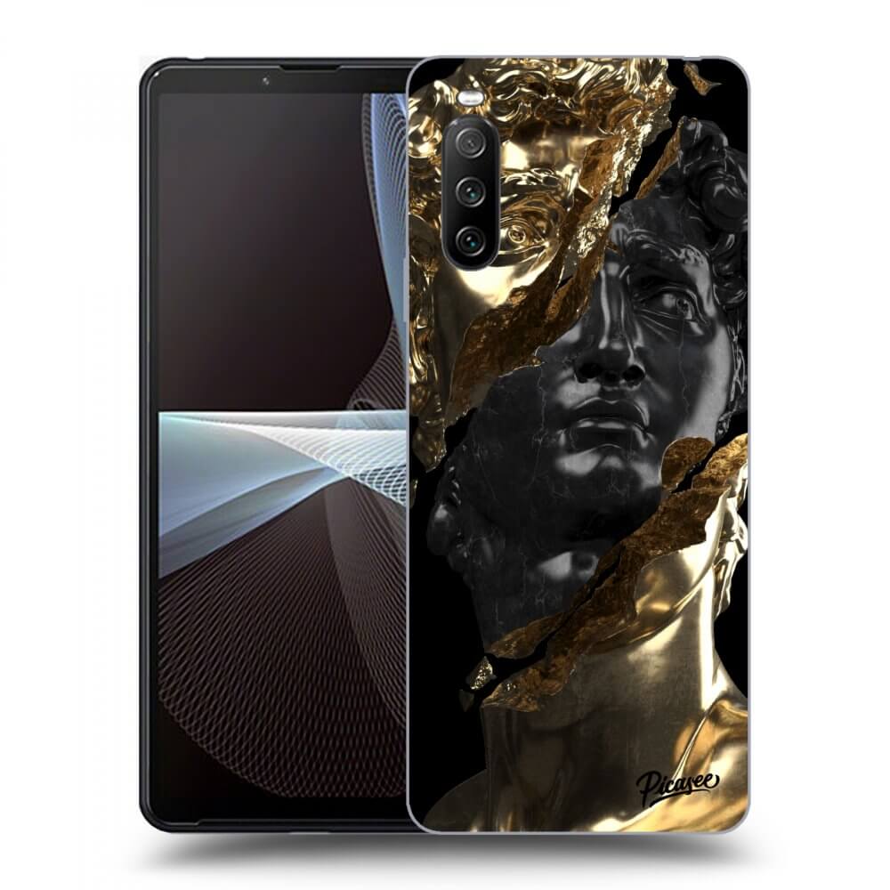 Silikonový černý Obal Pro Sony Xperia 10 III - Gold - Black