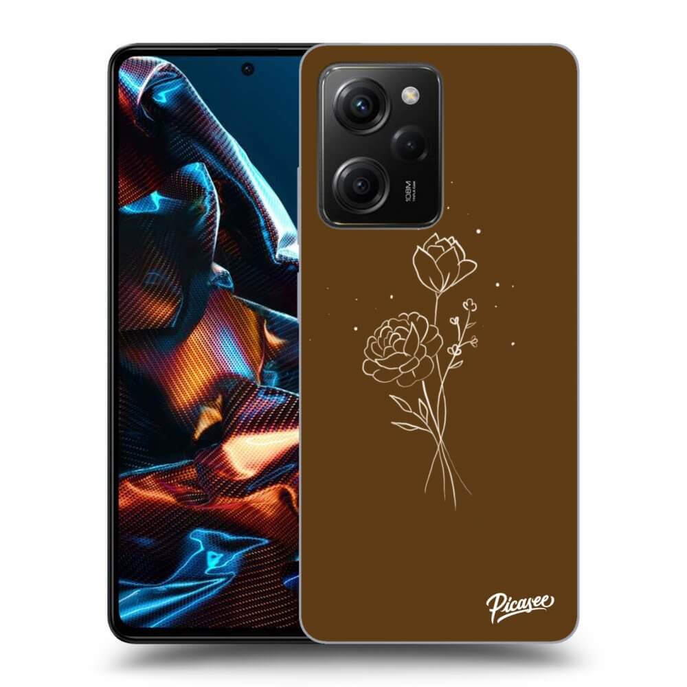 Silikonový černý Obal Pro Xiaomi Poco X5 Pro - Brown Flowers