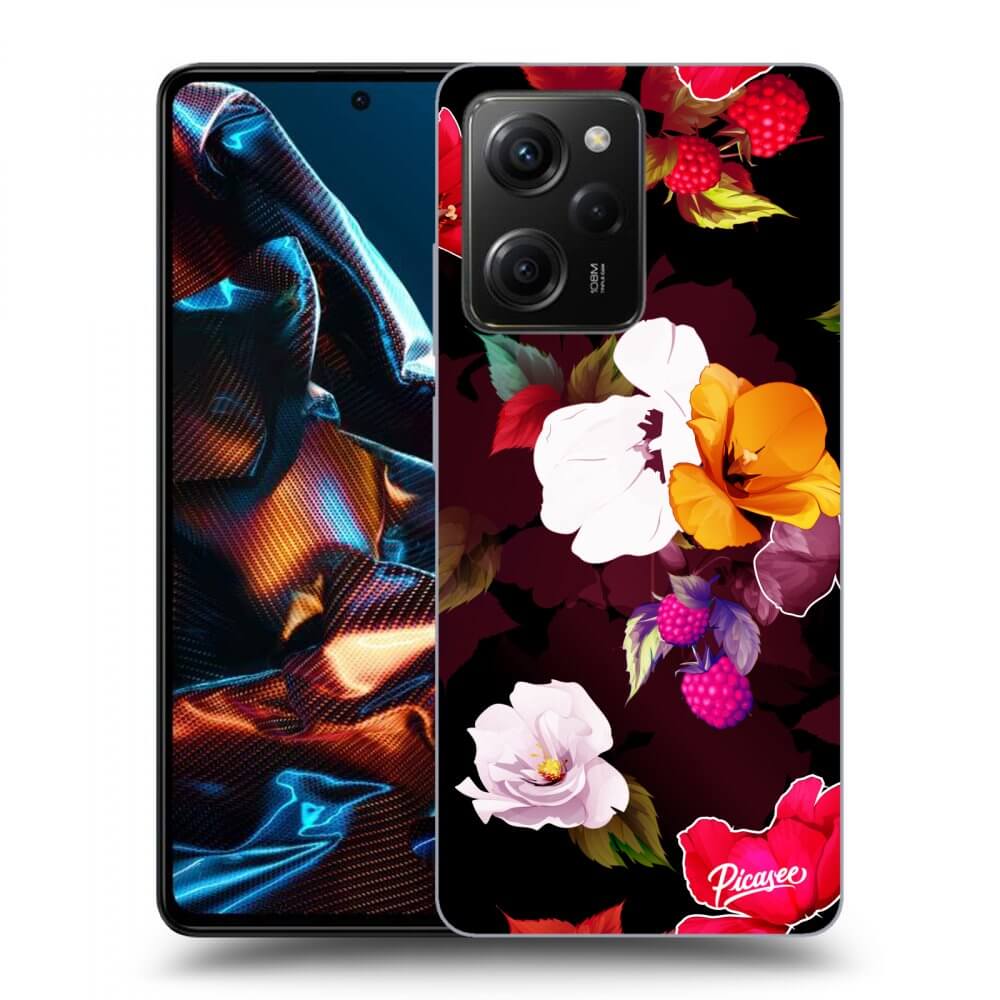 Silikonový černý Obal Pro Xiaomi Poco X5 Pro - Flowers And Berries