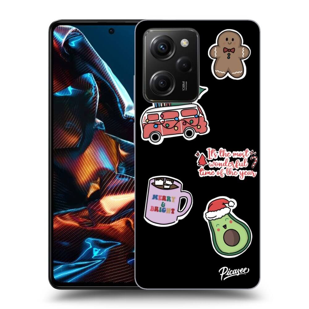 Silikonový černý Obal Pro Xiaomi Poco X5 Pro - Christmas Stickers