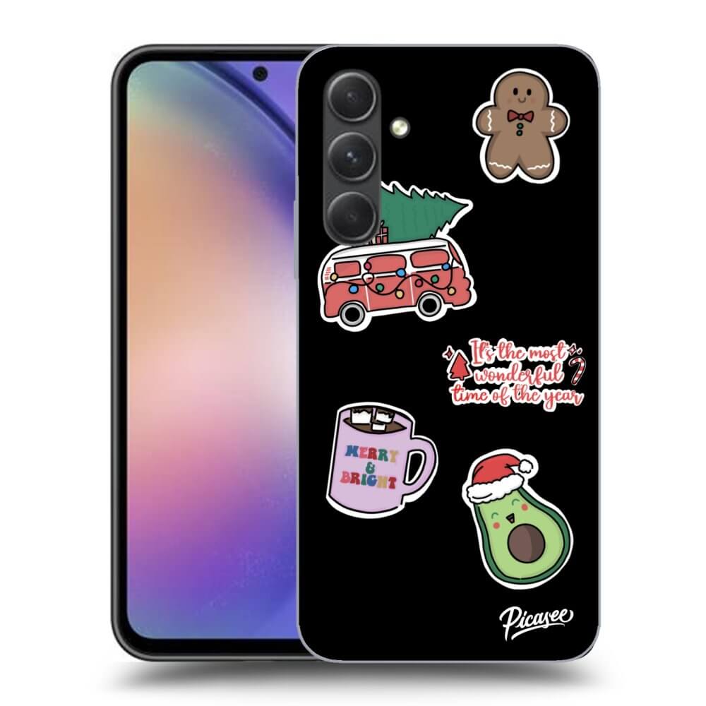 Silikonový černý Obal Pro Samsung Galaxy A54 5G - Christmas Stickers