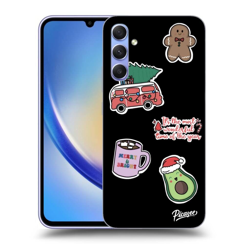 Silikonový černý Obal Pro Samsung Galaxy A34 5G A346B - Christmas Stickers