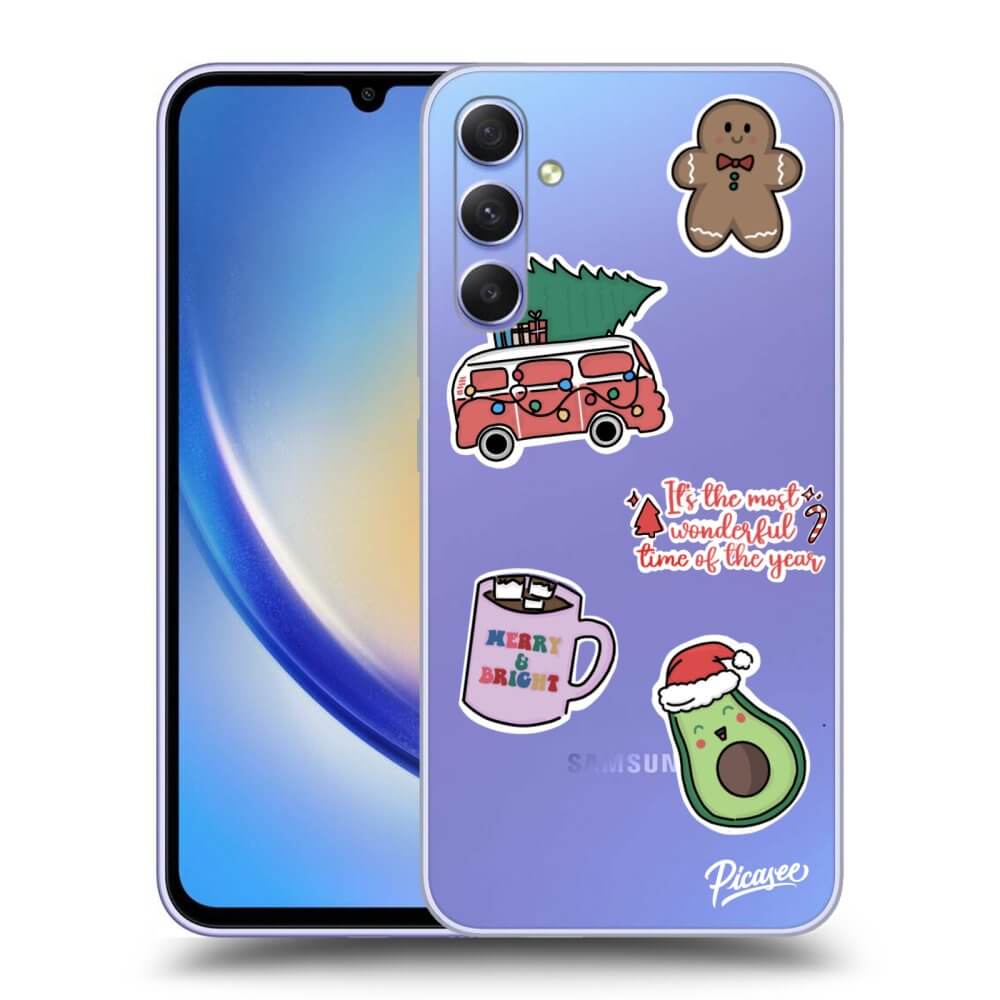 Silikonový Průhledný Obal Pro Samsung Galaxy A34 5G A346B - Christmas Stickers