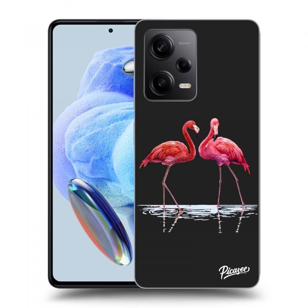 Silikonový černý Obal Pro Xiaomi Redmi Note 12 Pro+ 5G - Flamingos Pár