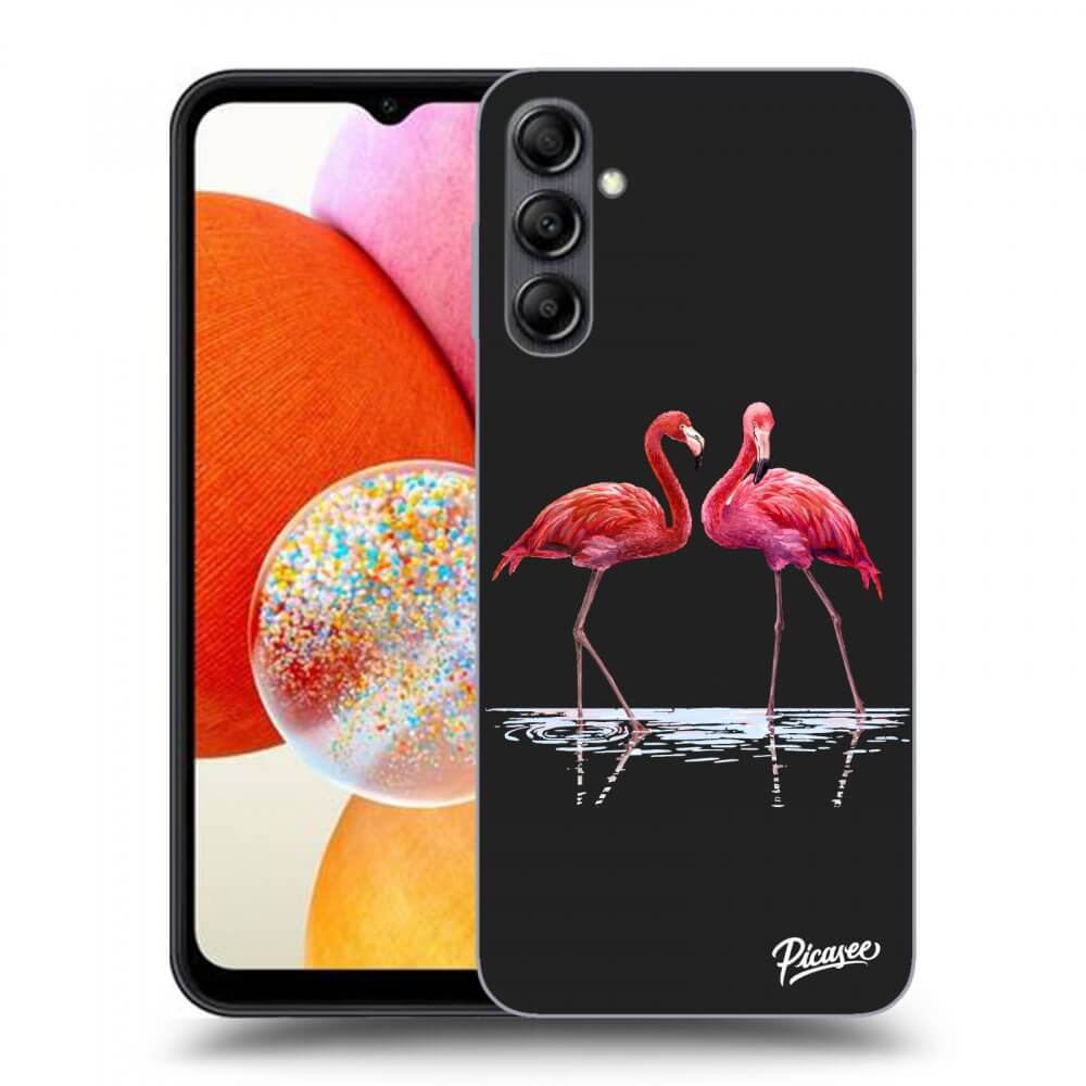 Silikonový černý Obal Pro Samsung Galaxy A14 4G A145R - Flamingos Pár