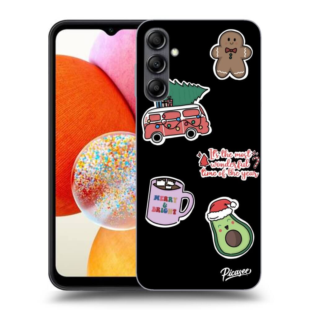 Silikonový černý Obal Pro Samsung Galaxy A14 4G A145R - Christmas Stickers