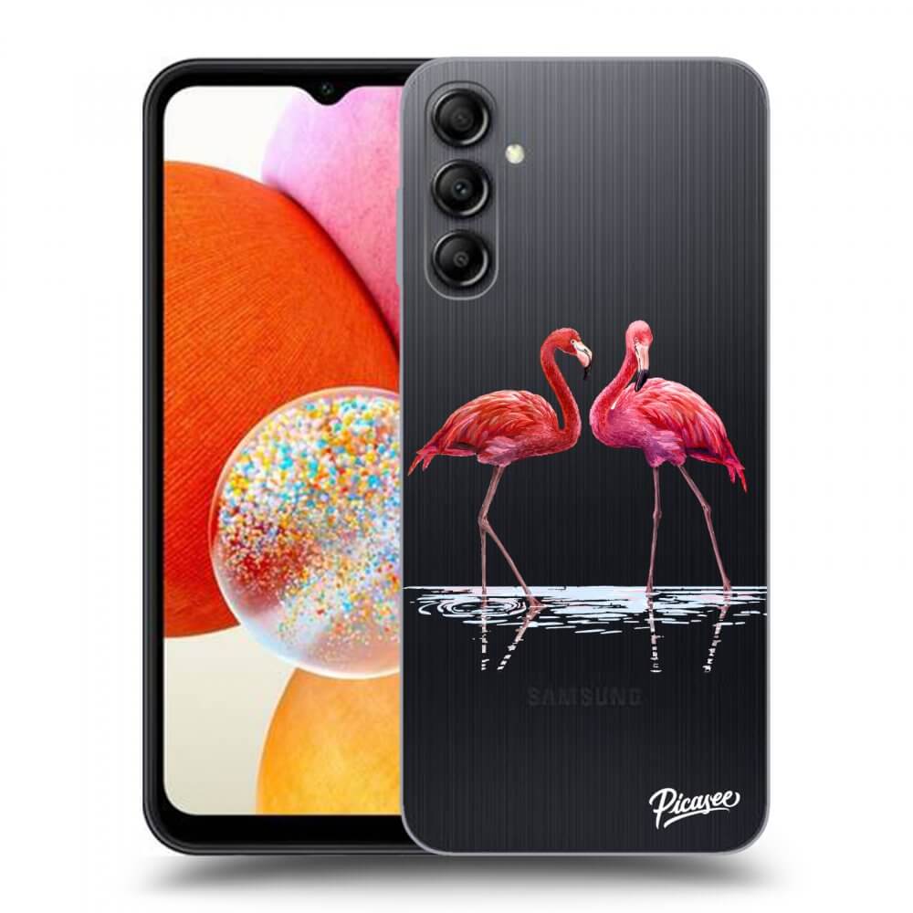 Silikonový Průhledný Obal Pro Samsung Galaxy A14 5G A146P - Flamingos Pár