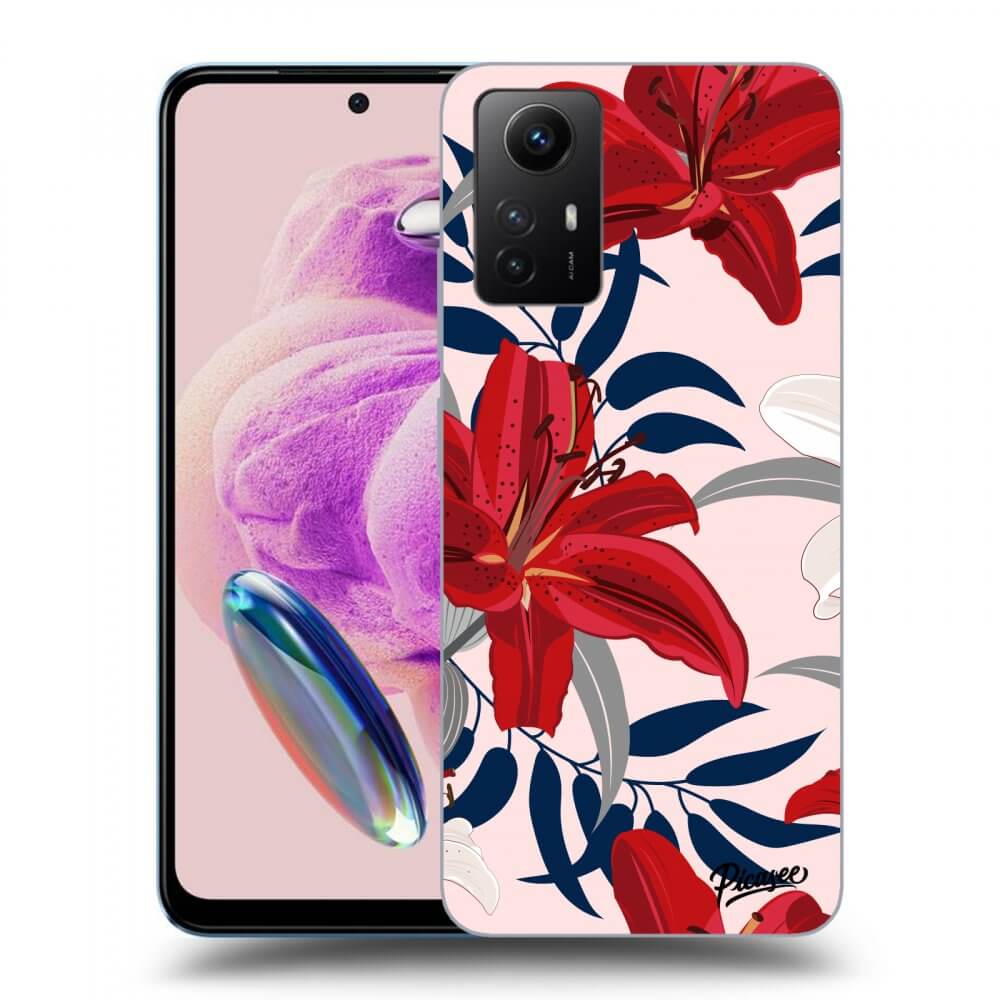 Silikonový černý Obal Pro Xiaomi Redmi Note 12S - Red Lily