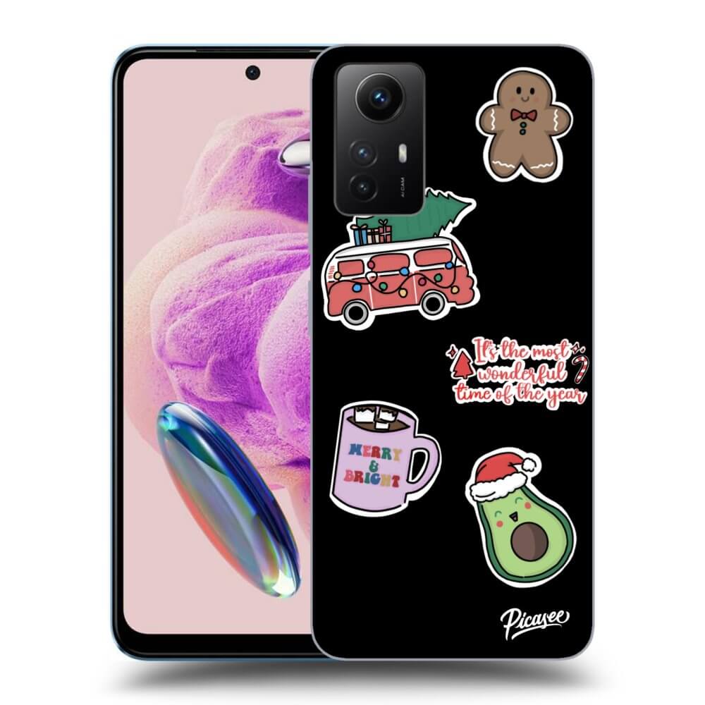 Silikonový černý Obal Pro Xiaomi Redmi Note 12S - Christmas Stickers