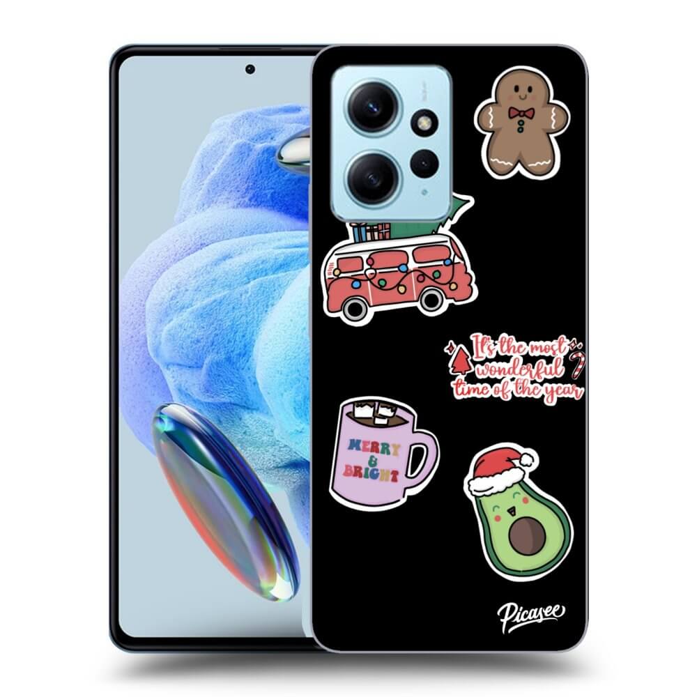 Silikonový černý Obal Pro Xiaomi Redmi Note 12 4G - Christmas Stickers