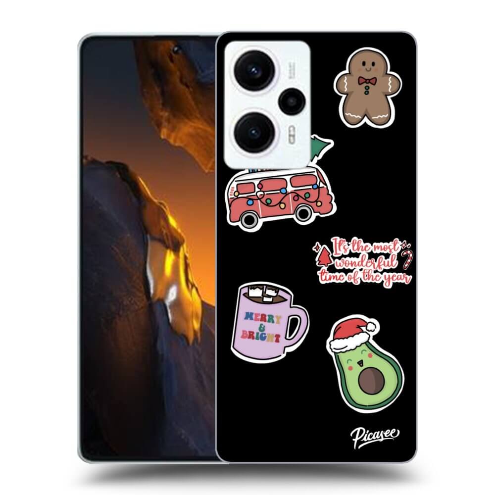 Silikonový černý Obal Pro Xiaomi Poco F5 - Christmas Stickers