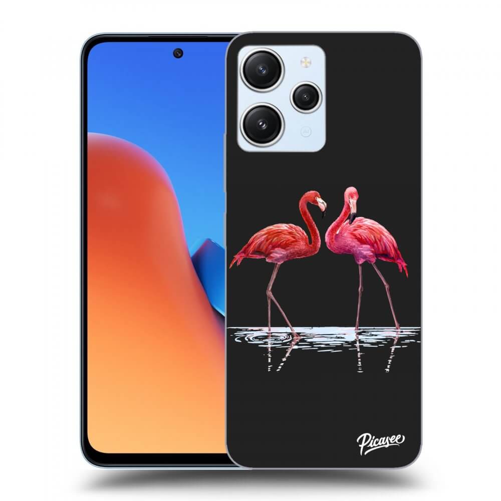 Silikonový černý Obal Pro Xiaomi Redmi 12 4G - Flamingos Pár