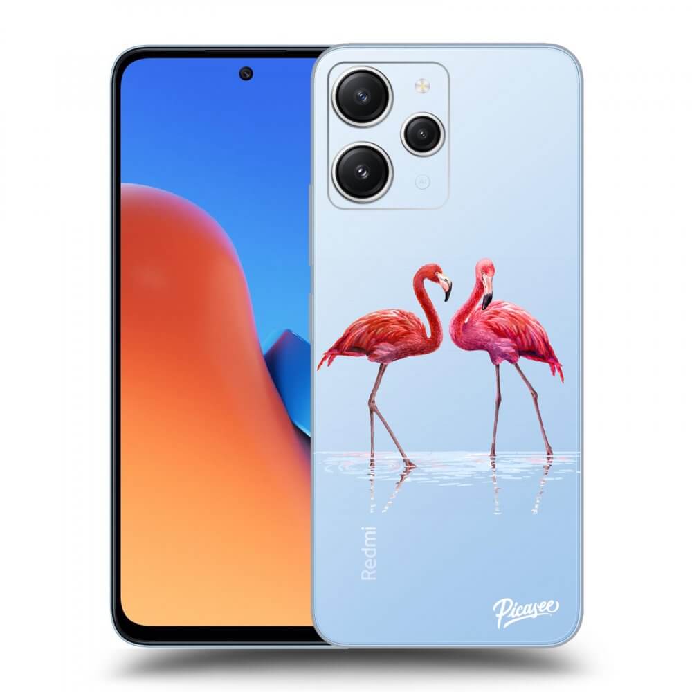 Silikonový Průhledný Obal Pro Xiaomi Redmi 12 4G - Flamingos Pár