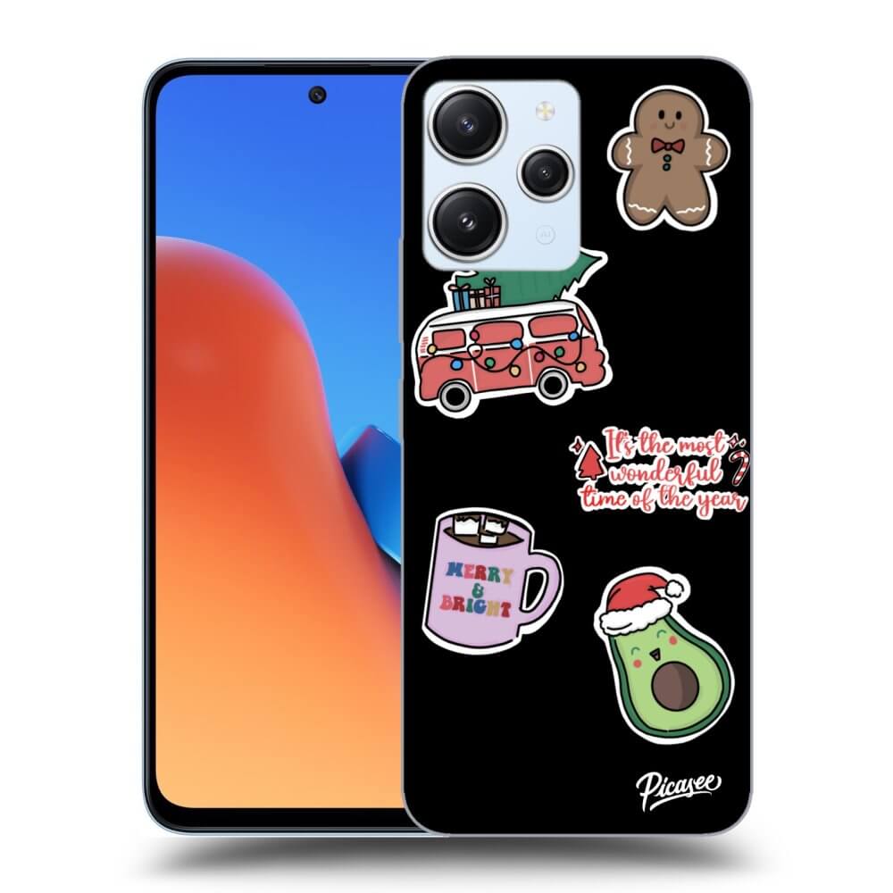 Silikonový černý Obal Pro Xiaomi Redmi 12 4G - Christmas Stickers