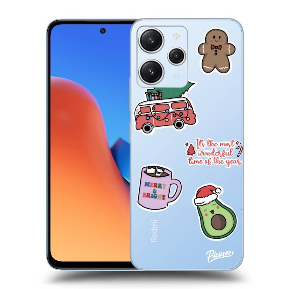 Silikonový Průhledný Obal Pro Xiaomi Redmi 12 4G - Christmas Stickers