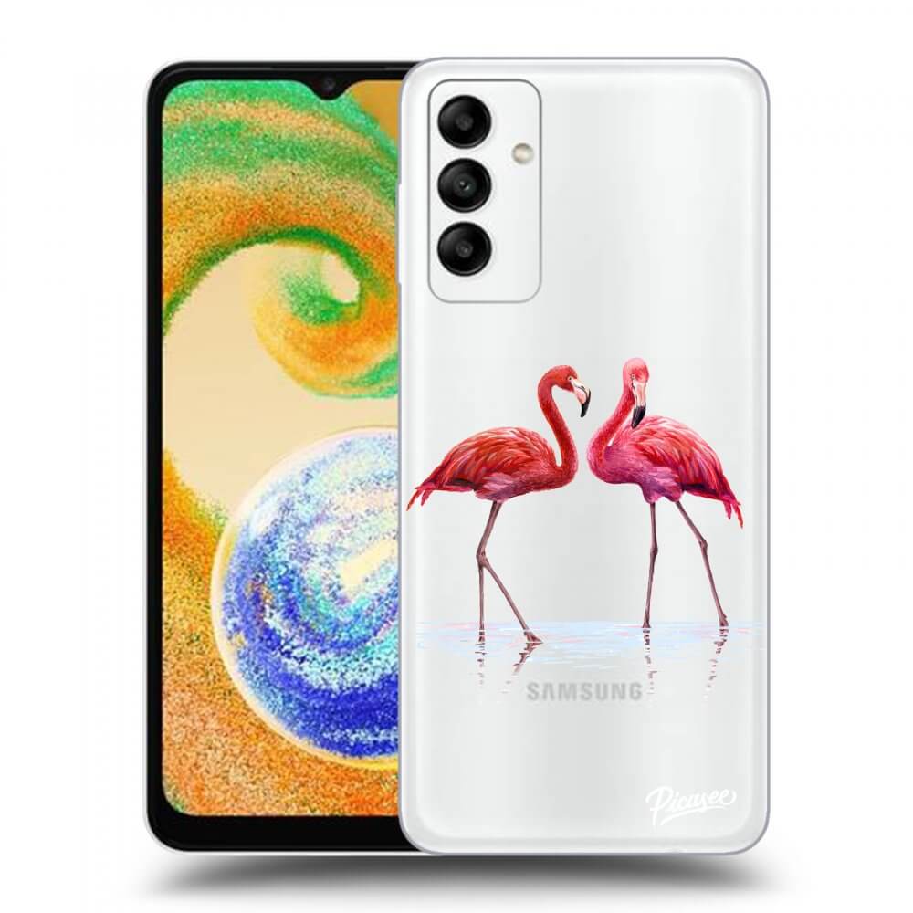 Silikonový Průhledný Obal Pro Samsung Galaxy A04s A047F - Flamingos Pár