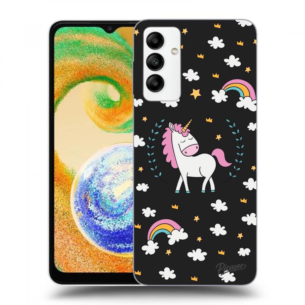 Silikonový černý Obal Pro Samsung Galaxy A04s A047F - Unicorn Hvězdné Nebe