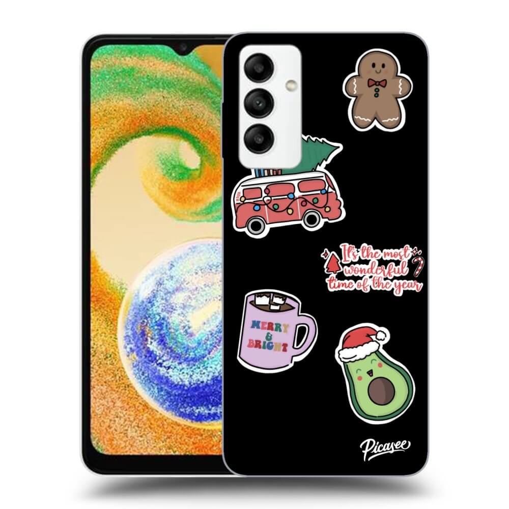 Silikonový černý Obal Pro Samsung Galaxy A04s A047F - Christmas Stickers