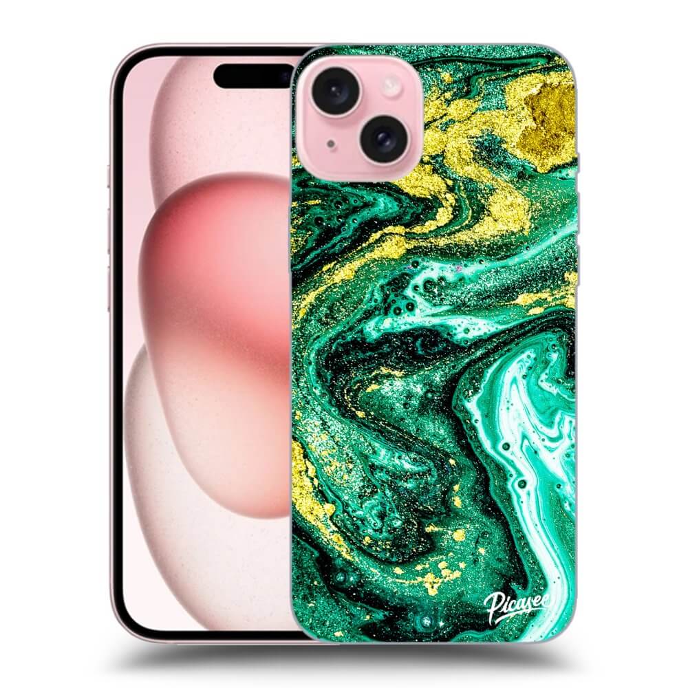 Silikonový černý Obal Pro Apple IPhone 15 - Green Gold