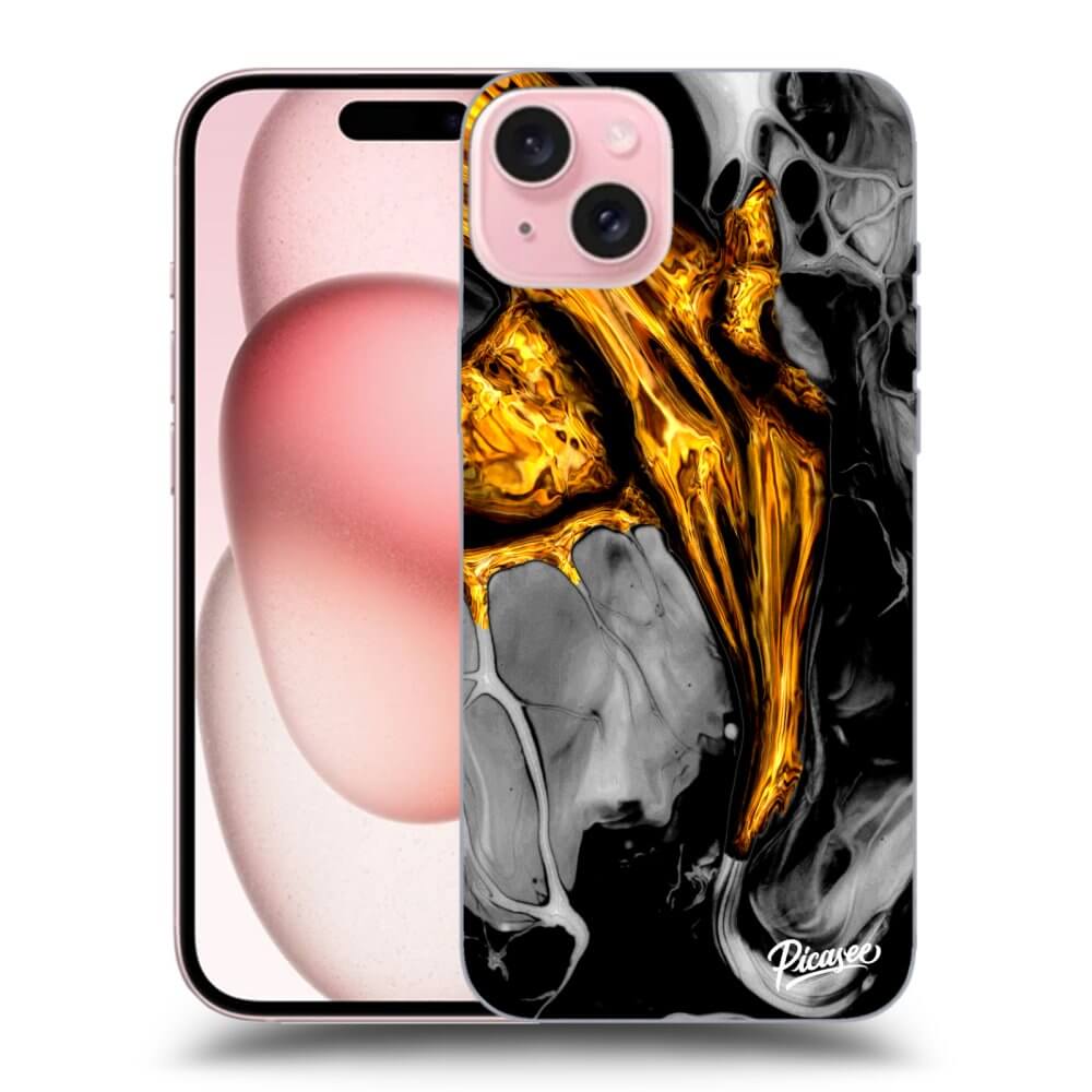 Silikonový černý Obal Pro Apple IPhone 15 - Black Gold