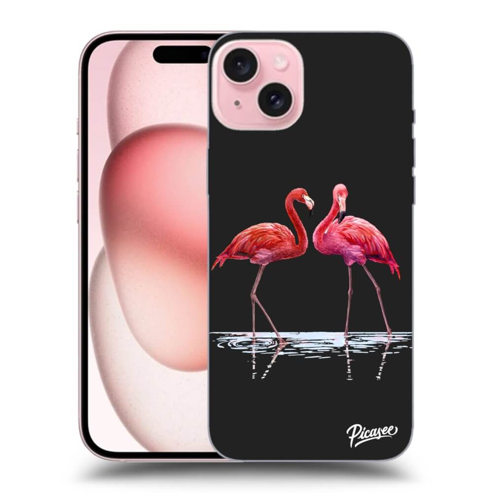 Silikonový černý Obal Pro Apple IPhone 15 - Flamingos Pár