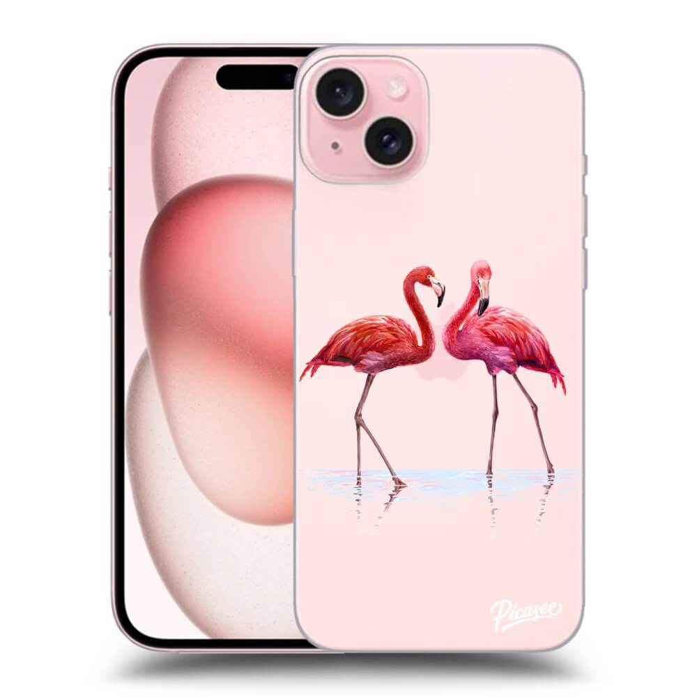 Silikonový Průhledný Obal Pro Apple IPhone 15 - Flamingos Pár