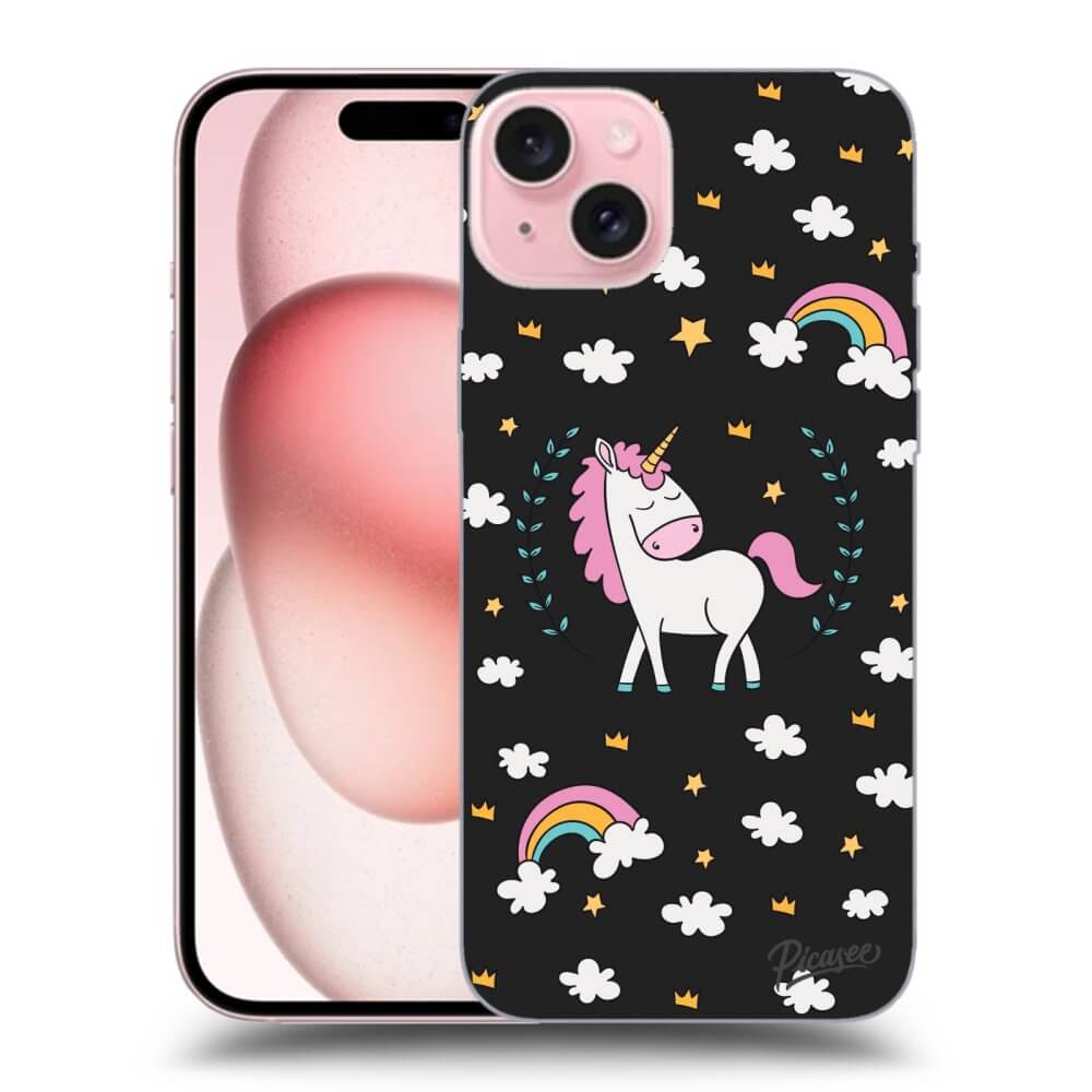 Silikonový černý Obal Pro Apple IPhone 15 - Unicorn Hvězdné Nebe