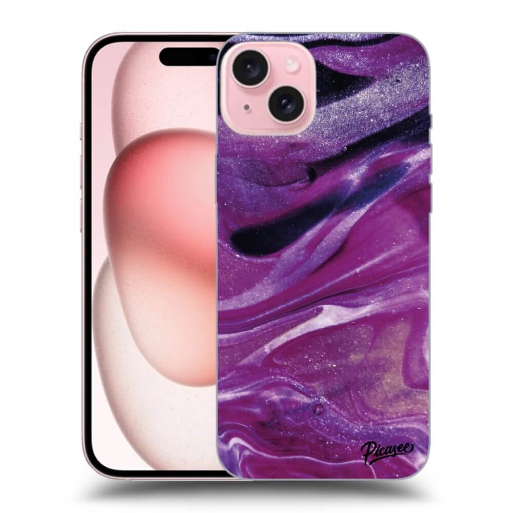 Silikonový černý Obal Pro Apple IPhone 15 - Purple Glitter