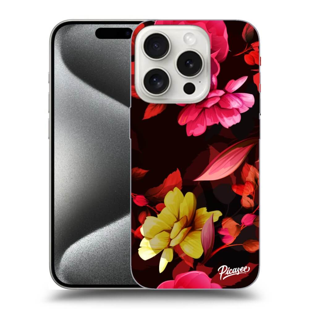 Silikonový Průhledný Obal Pro Apple IPhone 15 Pro - Dark Peonny