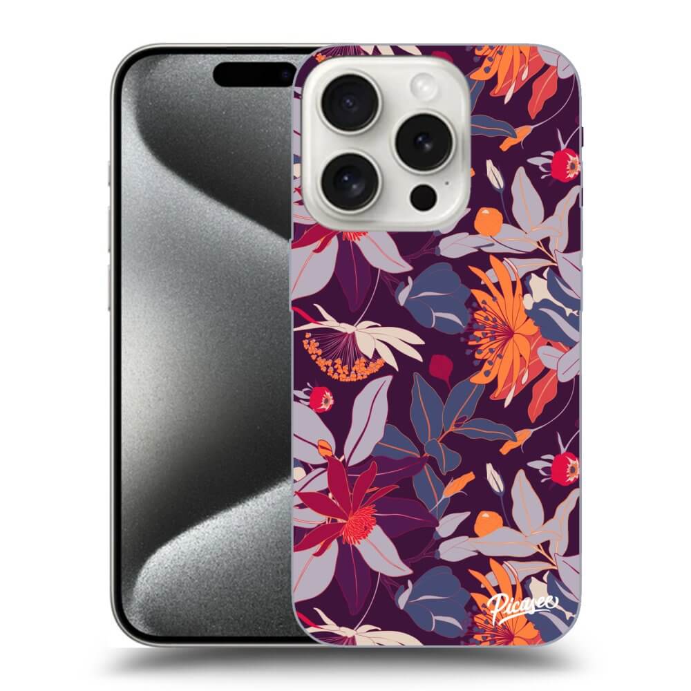 Silikonový Průhledný Obal Pro Apple IPhone 15 Pro - Purple Leaf