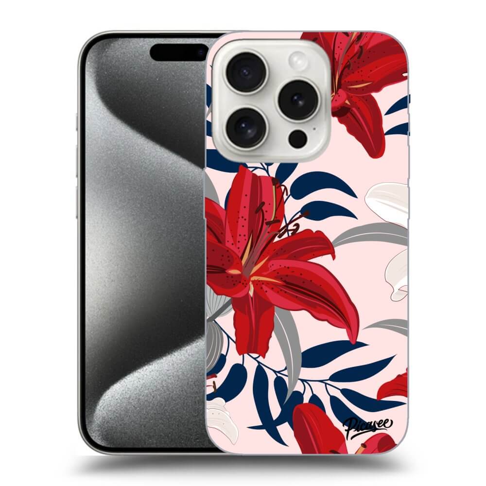 Silikonový černý Obal Pro Apple IPhone 15 Pro - Red Lily