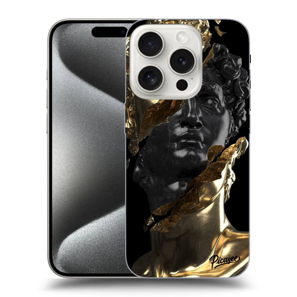 Silikonový černý Obal Pro Apple IPhone 15 Pro - Gold - Black