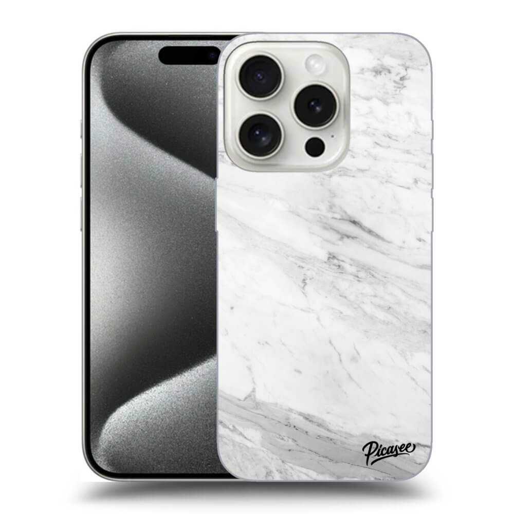 Silikonový černý Obal Pro Apple IPhone 15 Pro - White Marble