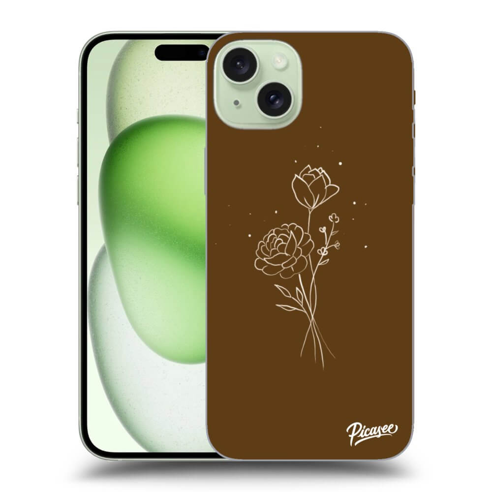 Silikonový Průhledný Obal Pro Apple IPhone 15 Plus - Brown Flowers