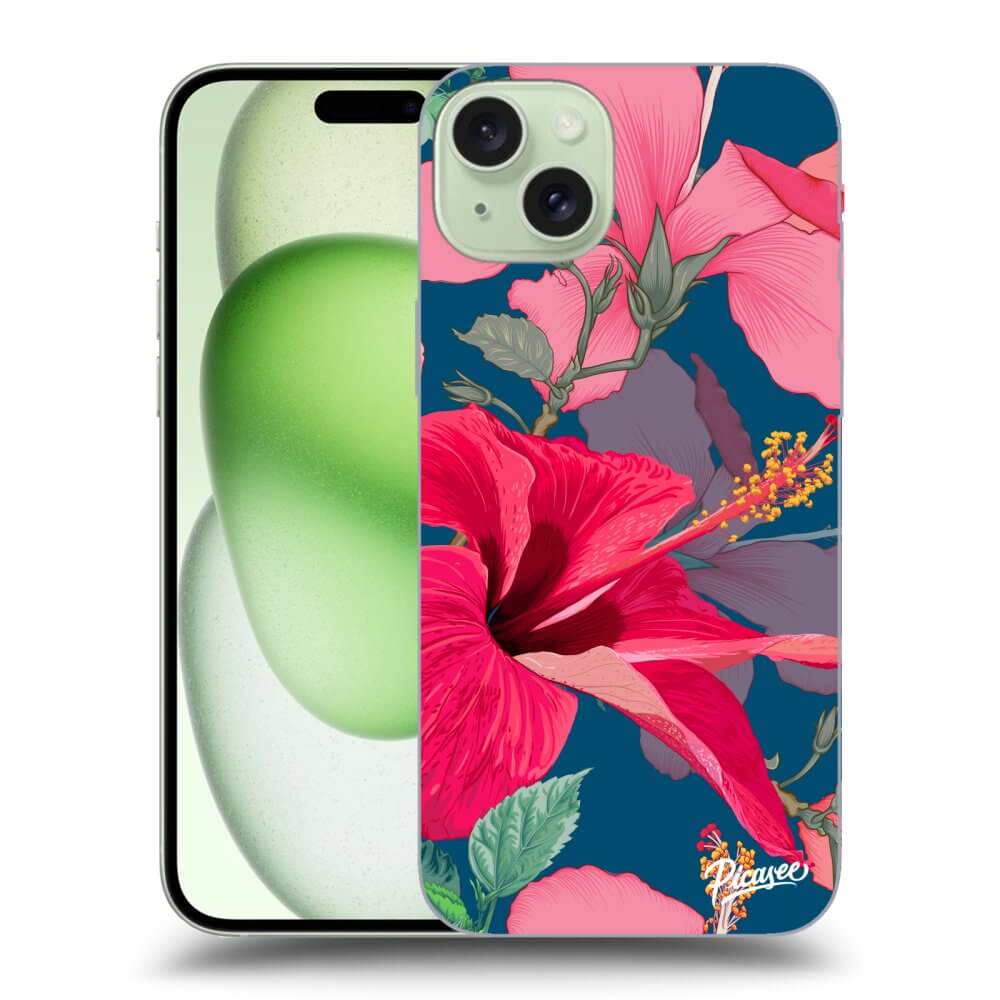 Silikonový černý Obal Pro Apple IPhone 15 Plus - Hibiscus