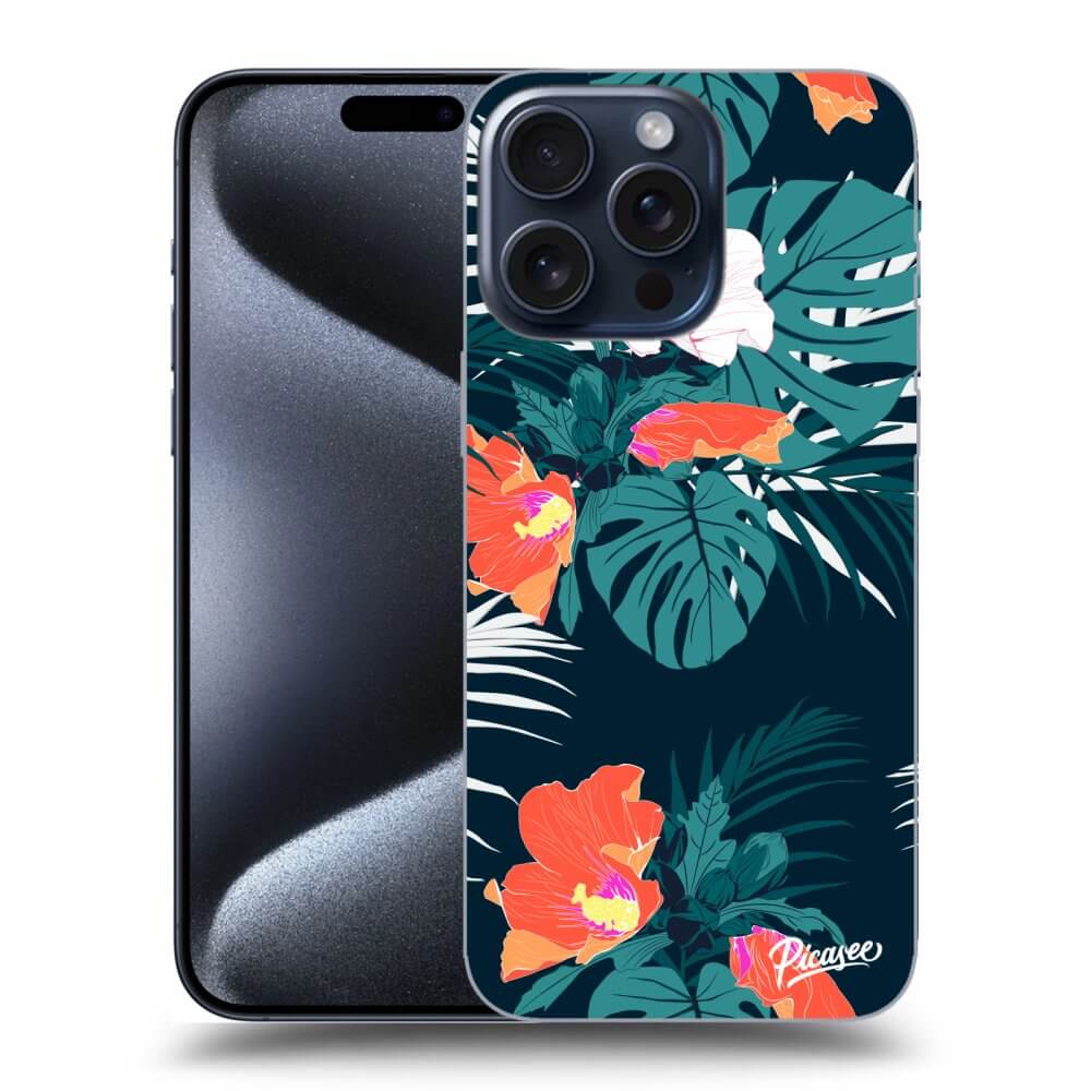 Silikonový Průhledný Obal Pro Apple IPhone 15 Pro Max - Monstera Color