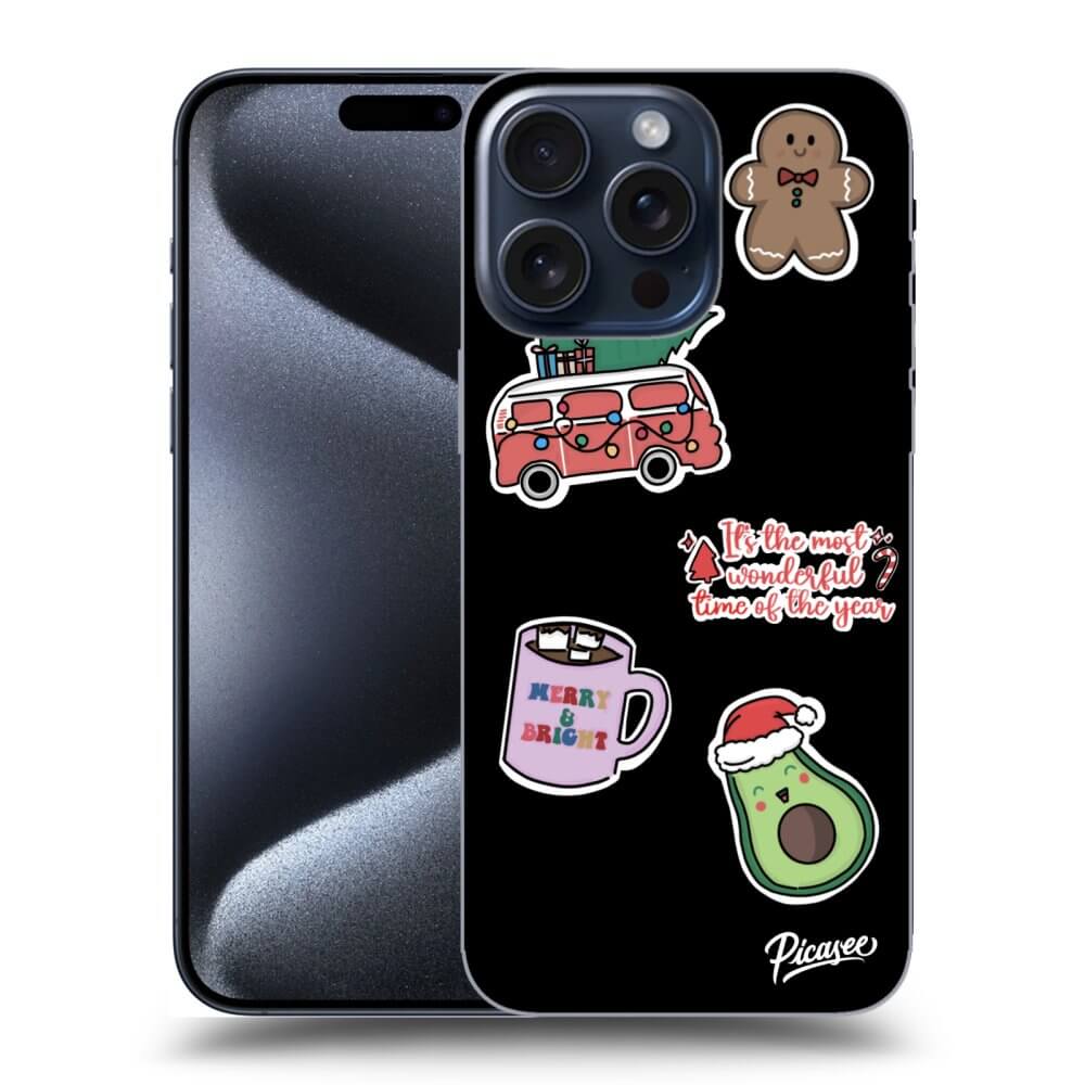 Silikonový černý Obal Pro Apple IPhone 15 Pro Max - Christmas Stickers