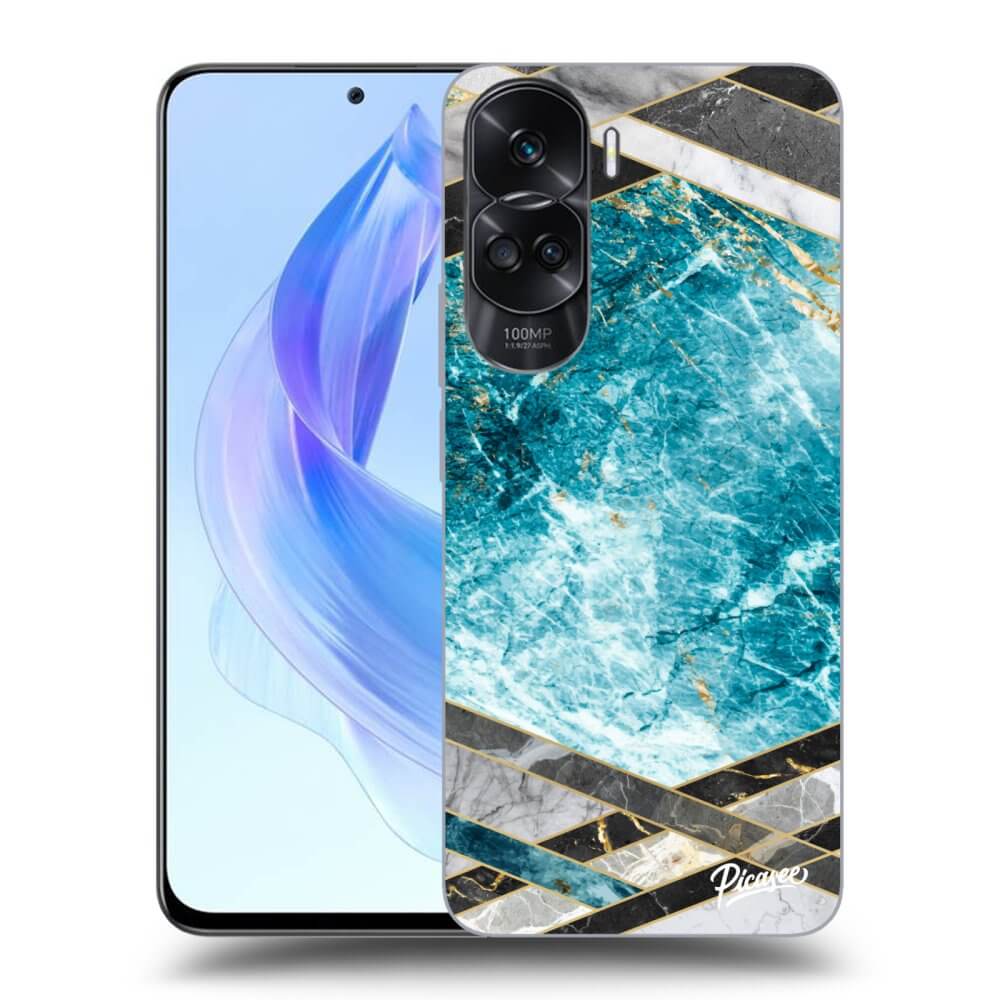 Silikonový Průhledný Obal Pro Honor 90 Lite 5G - Blue Geometry