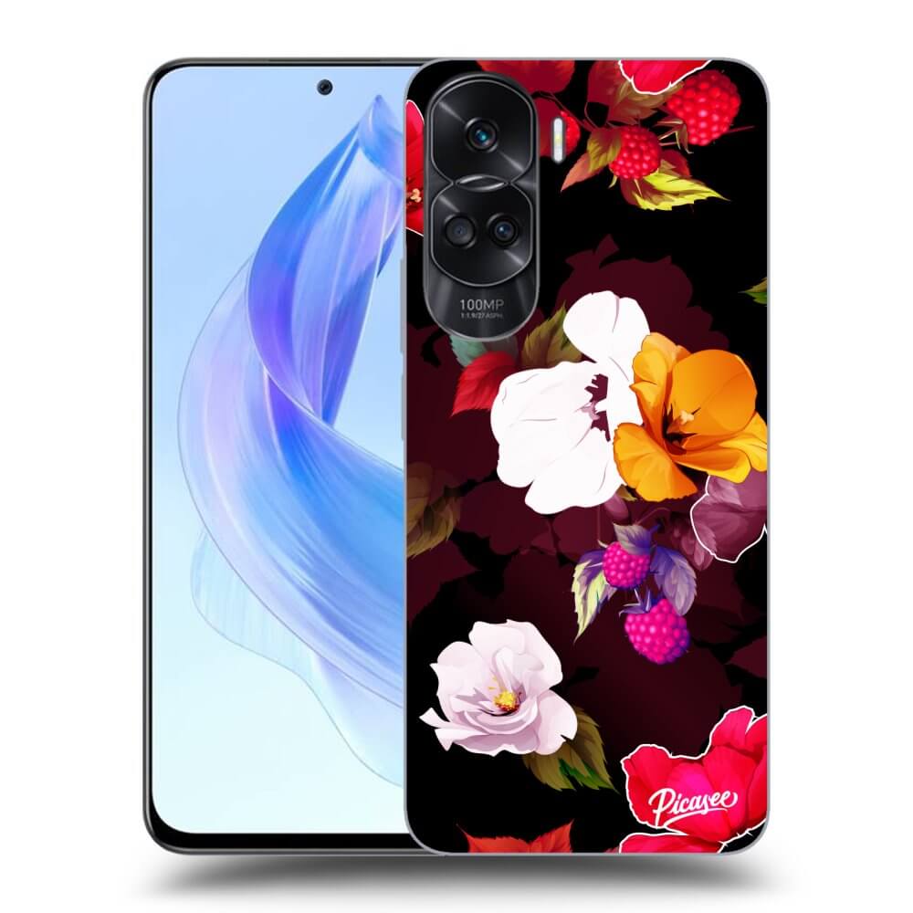 Silikonový černý Obal Pro Honor 90 Lite 5G - Flowers And Berries