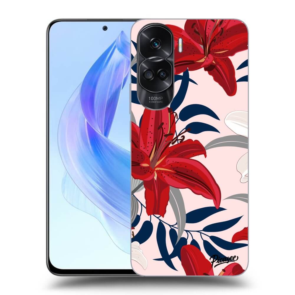 Silikonový černý Obal Pro Honor 90 Lite 5G - Red Lily